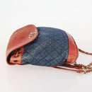 CHANEL Matelasse Chain Backpack Denim Blue Gold CC Auth 183327-4