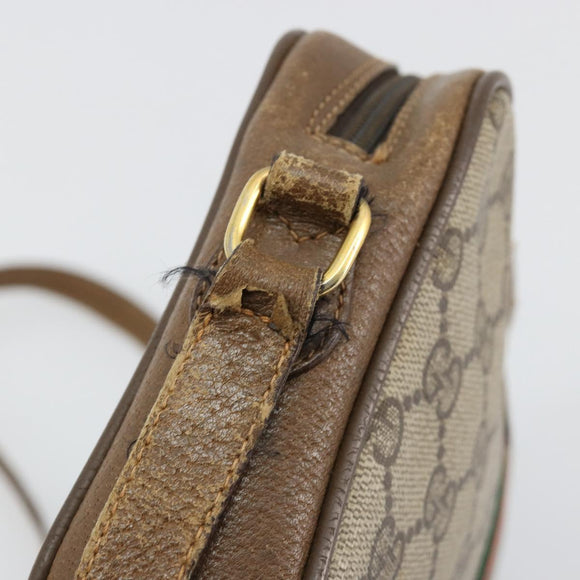 GUCCI GG Supreme Web Sherry Line Shoulder Bag PVC Beige 116 02 055 Auth 183329