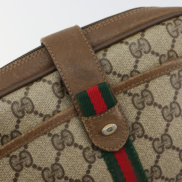 GUCCI GG Supreme Web Sherry Line Shoulder Bag PVC Beige 116 02 055 Auth 183329