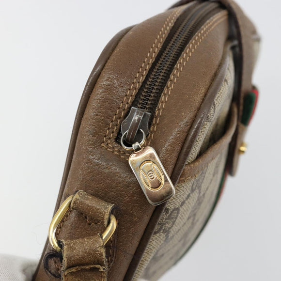 GUCCI GG Supreme Web Sherry Line Shoulder Bag PVC Beige 116 02 055 Auth 183329