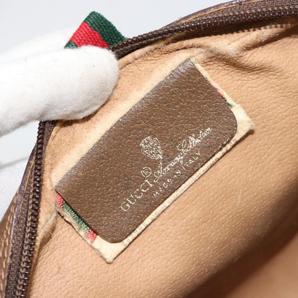 GUCCI GG Supreme Web Sherry Line Shoulder Bag PVC Beige 116 02 055 Auth 183329