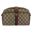 GUCCI GG Supreme Web Sherry Line Shoulder Bag PVC Beige 116 02 055 Auth 183329-2