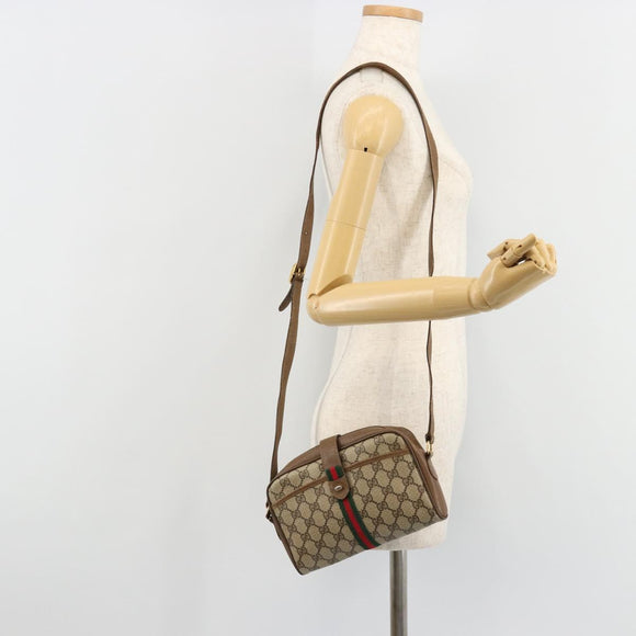 GUCCI GG Supreme Web Sherry Line Shoulder Bag PVC Beige 116 02 055 Auth 183329