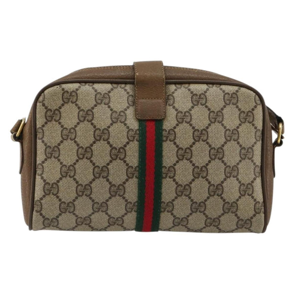 GUCCI GG Supreme Web Sherry Line Shoulder Bag PVC Beige 116 02 055 Auth 183329