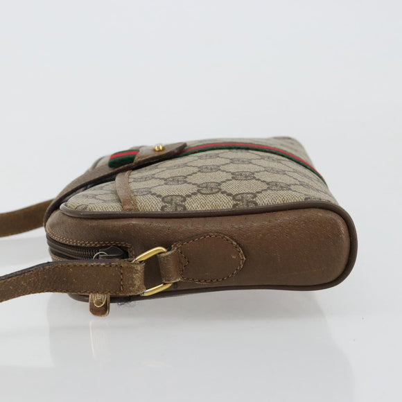 GUCCI GG Supreme Web Sherry Line Shoulder Bag PVC Beige 116 02 055 Auth 183329
