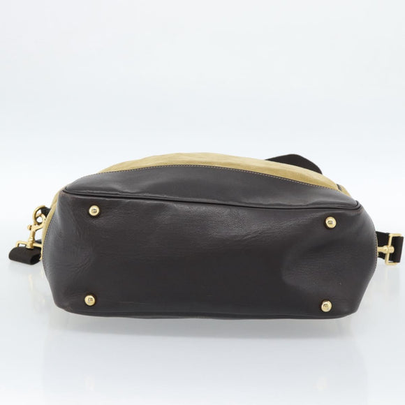 LOEWE Anagram Handtas Suède 2way Beige Goud Auth 183333