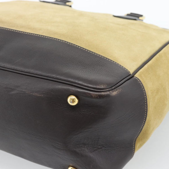 LOEWE Anagram Handtas Suède 2way Beige Goud Auth 183333