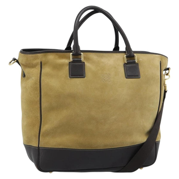 LOEWE Anagram Handtas Suède 2way Beige Goud Auth 183333