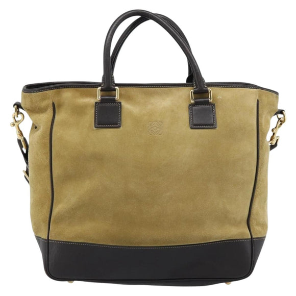 LOEWE Anagram Handtas Suède 2way Beige Goud Auth 183333