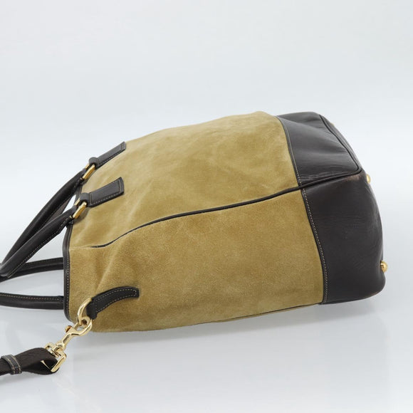 LOEWE Anagram Handtas Suède 2way Beige Goud Auth 183333