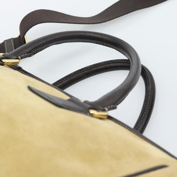 LOEWE Anagram Handtas Suède 2way Beige Goud Auth 183333