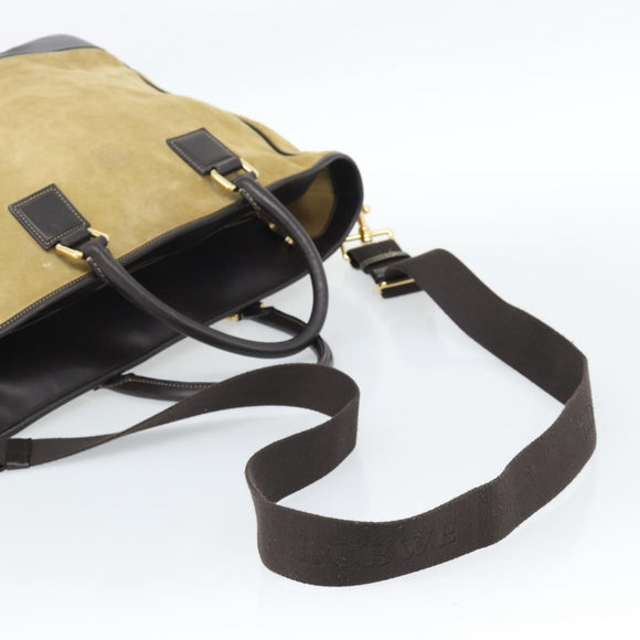 LOEWE Anagram Handtas Suède 2way Beige Goud Auth 183333