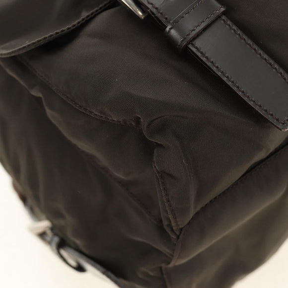 PRADA Backpack Nylon Khaki Silver Auth 183339V