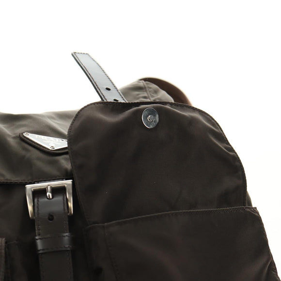 PRADA Backpack Nylon Khaki Silver Auth 183339V