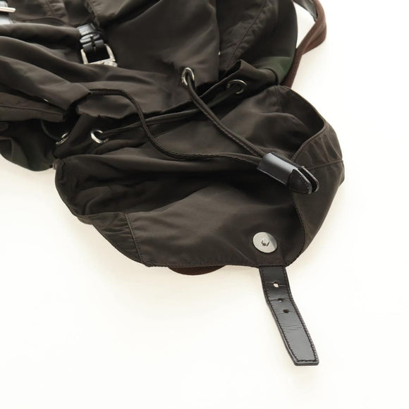 PRADA Backpack Nylon Khaki Silver Auth 183339V