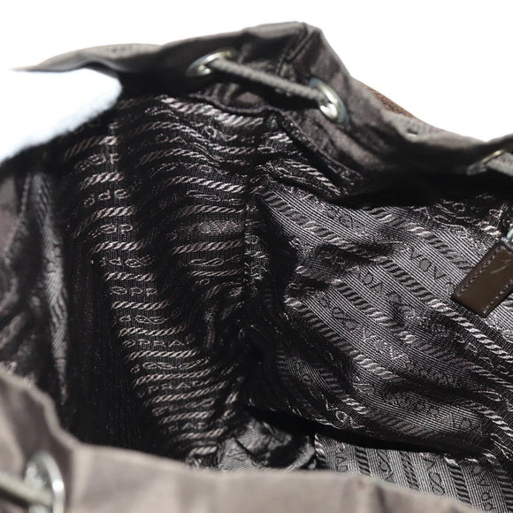 PRADA Backpack Nylon Khaki Silver Auth 183339V