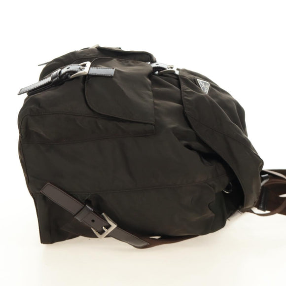 PRADA Backpack Nylon Khaki Silver Auth 183339V