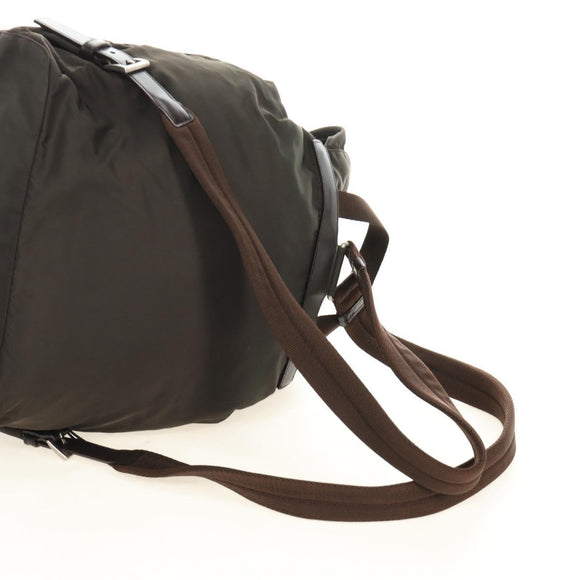 PRADA Backpack Nylon Khaki Silver Auth 183339V