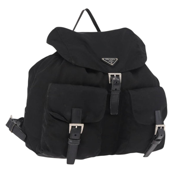 PRADA Backpack Nylon Black Silver Auth 183352A