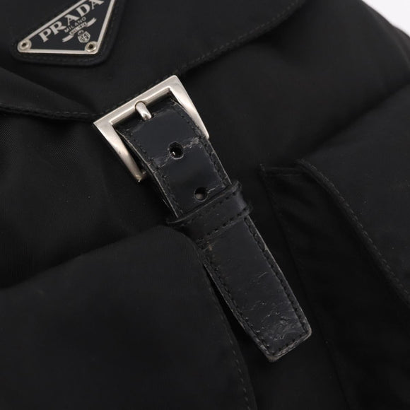 PRADA Backpack Nylon Black Silver Auth 183352A