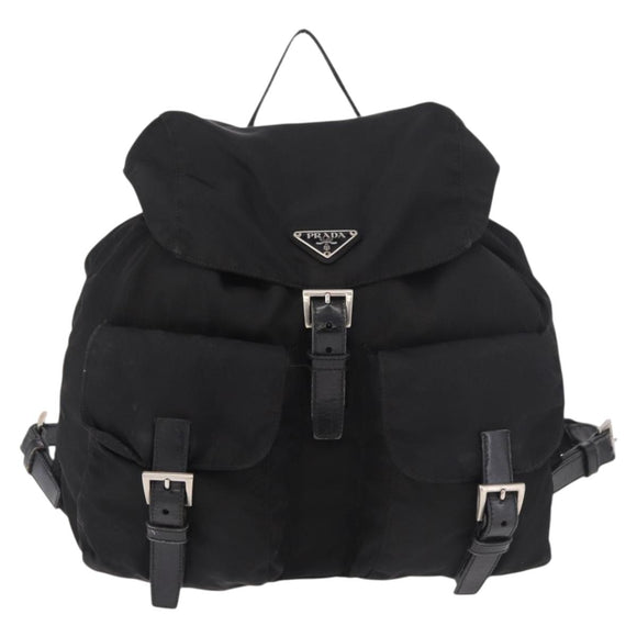 PRADA Backpack Nylon Black Silver Auth 183352A