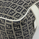 FENDI Zucchino Canvas Hand Bag Navy Silver Auth 183354A-15