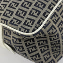 FENDI Zucchino Canvas Hand Bag Navy Silver Auth 183354A-16