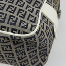 FENDI Zucchino Canvas Hand Bag Navy Silver Auth 183354A-17