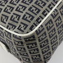 FENDI Zucchino Canvas Hand Bag Navy Silver Auth 183354A-18
