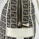 FENDI Zucchino Canvas Hand Bag Navy Silver Auth 183354A-9