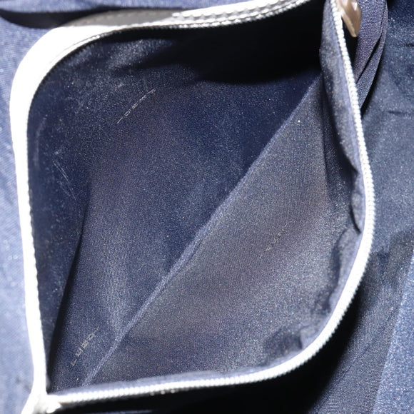 FENDI Zucchino Canvas Hand Bag Navy Silver Auth 183354A