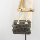 FENDI Zucchino Canvas Hand Bag Navy Silver Auth 183354A-24