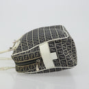 FENDI Zucchino Canvas Hand Bag Navy Silver Auth 183354A-4