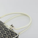 FENDI Zucchino Canvas Hand Bag Navy Silver Auth 183354A-14