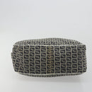 FENDI Zucchino Canvas Hand Bag Navy Silver Auth 183354A-5