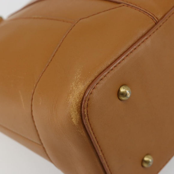 BURBERRY Tote Bag Leather Brown Gold Auth 183355