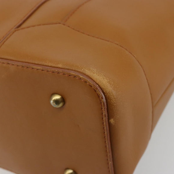 BURBERRY Tote Bag Leather Brown Gold Auth 183355