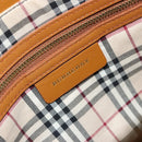 BURBERRY Tote Bag Leather Brown Gold Auth 183355-15