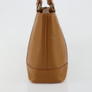 BURBERRY Tote Bag Leather Brown Gold Auth 183355-4