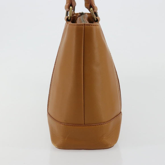 BURBERRY Tote Bag Leather Brown Gold Auth 183355