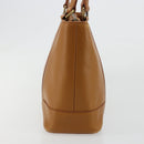 BURBERRY Tote Bag Leather Brown Gold Auth 183355-5