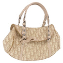 Christian Dior Trotter Canvas Chain Hand Bag PVC Beige Silver Auth 183359A-1