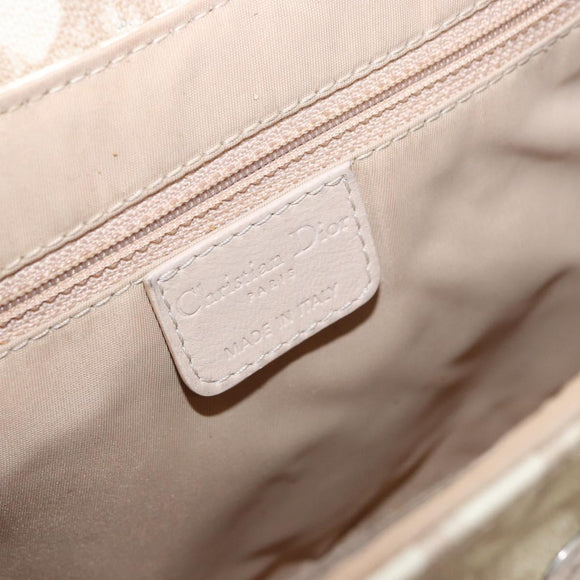 Christian Dior Trotter Canvas Chain Hand Bag PVC Beige Silver Auth 183359A