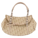 Christian Dior Trotter Canvas Chain Hand Bag PVC Beige Silver Auth 183359A-2