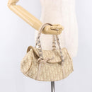 Christian Dior Trotter Canvas Chain Hand Bag PVC Beige Silver Auth 183359A-24