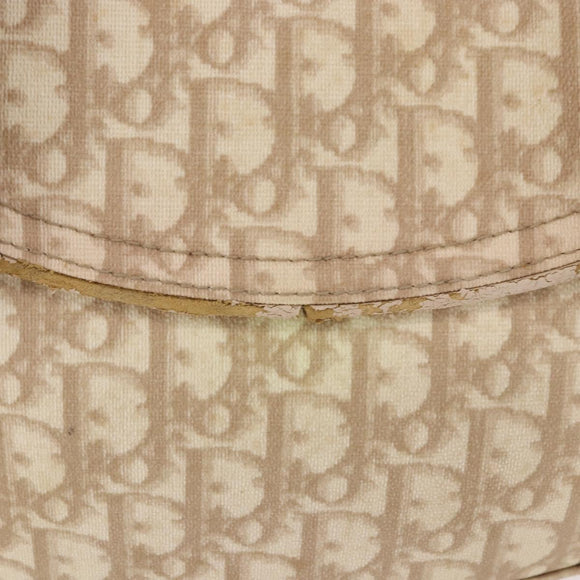 Christian Dior Trotter Canvas Chain Hand Bag PVC Beige Silver Auth 183359A