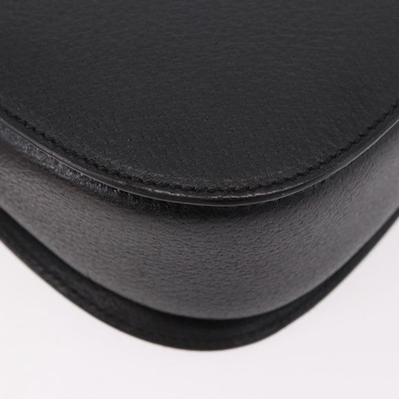 GUCCI Bamboo Hand Bag Leather Black Gold Auth 183361V