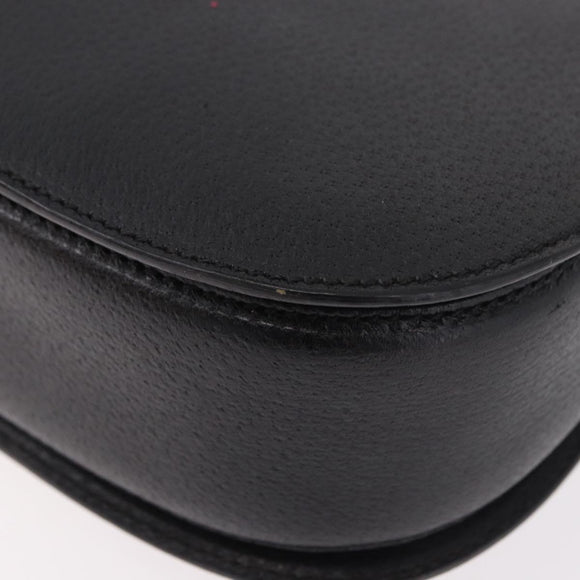 GUCCI Bamboo Hand Bag Leather Black Gold Auth 183361V