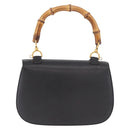 GUCCI Bamboo Hand Bag Leather Black Gold Auth 183361V-3