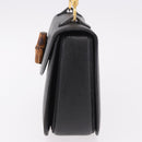 GUCCI Bamboo Hand Bag Leather Black Gold Auth 183361V-4